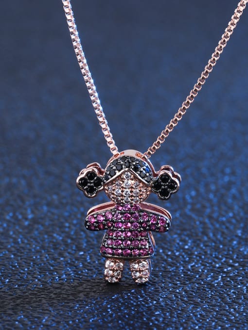 ROSS Copper With  Cubic Zirconia Cute girl and boy Necklaces 1