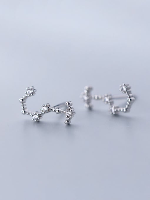 Scorpio 925 Sterling Silver With Cubic Zirconia Simplistic Constellation Stud Earrings