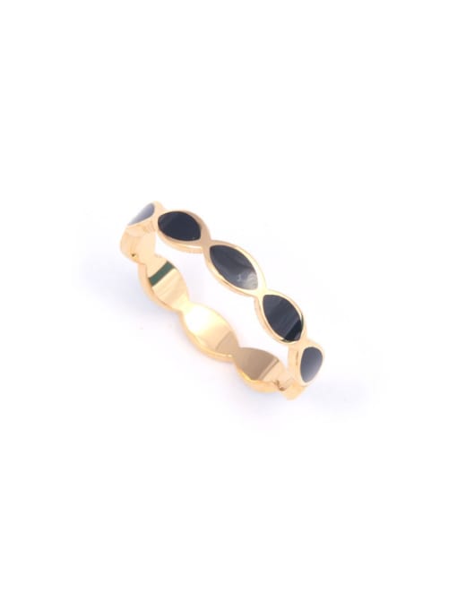 GROSE Titanium With Gold Plated Simplistic Round Band Rings 0