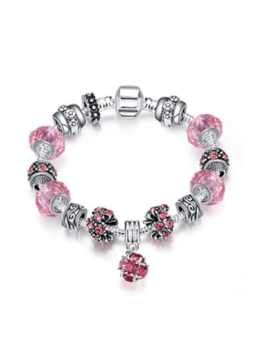 Pink Fashion Pink Glass Beads Zircon Bracelet