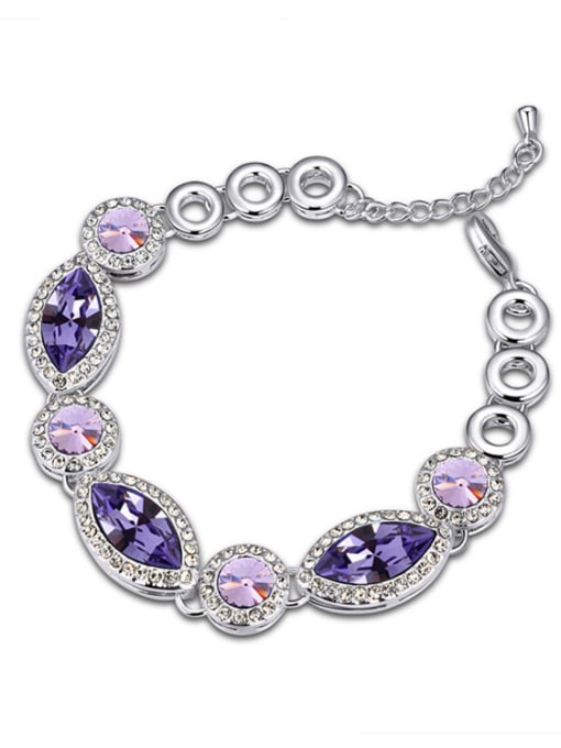 purple Fashion Shiny austrian Crystals Hollow Round Alloy Bracelet
