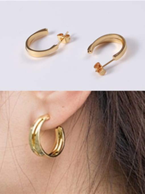 GROSE Alloy With Gold Plated Simplistic Geometric Clip On Earrings 1