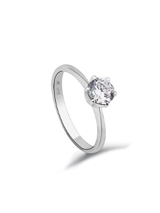 OUXI Simple Zircon Platinum Plated Ring 0