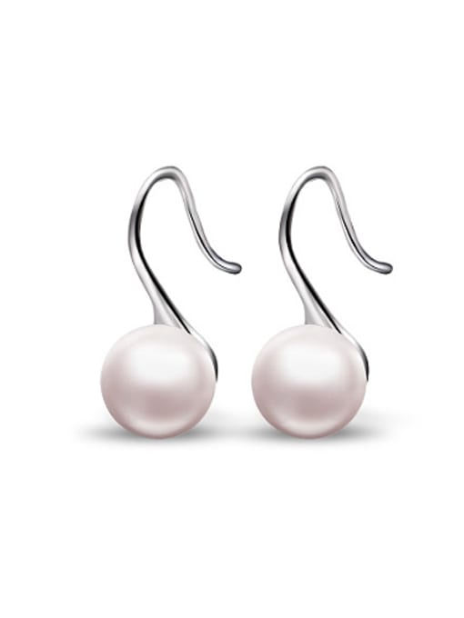 silver Round Freshwater Pearl Stud drop earring