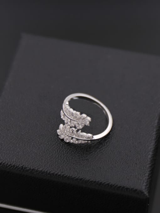 Silver (Free Code) Leaves Shaped Opening Cocktail Ring
