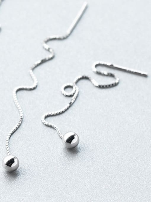 Rosh Elegant Tiny Bead Shaped S925 Silver Line Earrings 1