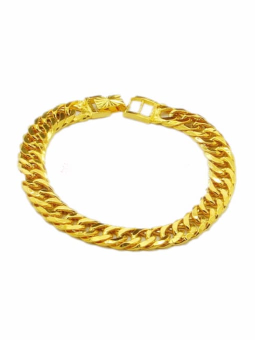 golden Men Personality 24K Gold Plated Geometric Shaped Bracelet