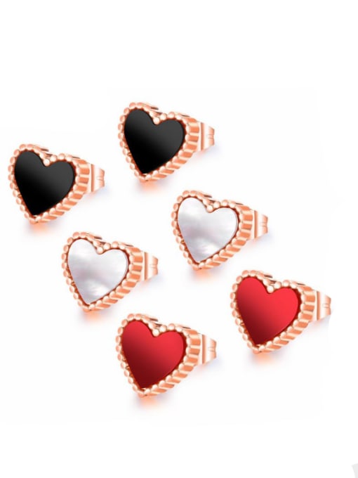 Open Sky Stainless Steel With Rose Gold Plated Fashion Heart Stud Earrings 0