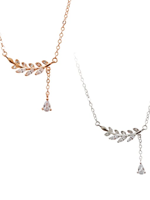 DAKA Sterling Silver personalized diamond Leaf Necklace
