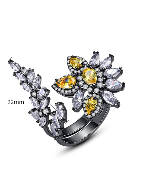 BLING SU Copper With Cubic Zirconiad Vintage Flower Free Size Rings 3