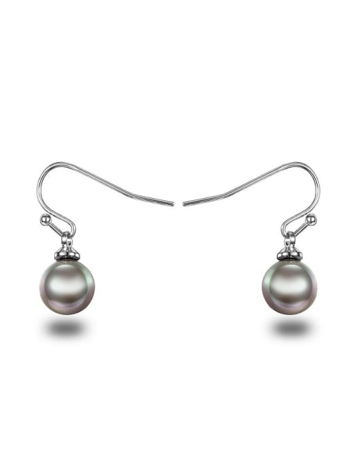 black All-match Black Platinum Plated Artificial Pearl Drop Earrings