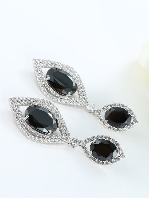 Wei Jia Fashion Oval Zirconias Water Drop shaped Copper Drop Earrings 1