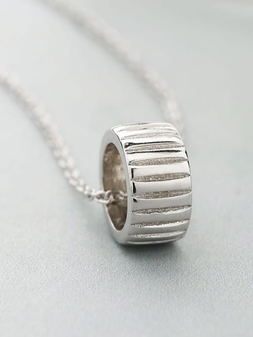 One Silver Hollow Geometric Necklace 3