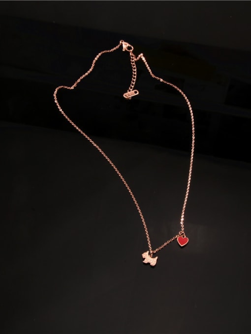 GROSE Red Heart-shape Pendant Clavicle Necklace 1