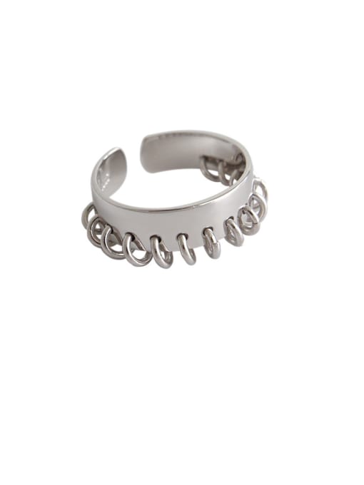 DAKA 925 Sterling Silver With Platinum Plated Personality Round Midi Rings