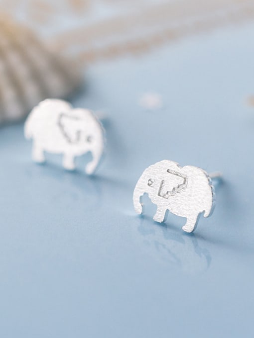 Rosh 925 Sterling Silver With Platinum Plated Cute Elephant Stud Earrings 1
