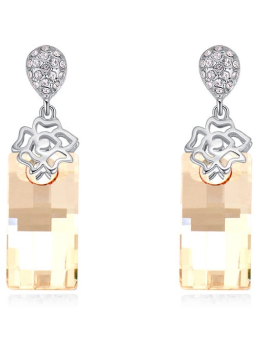 QIANZI Simple Rectangular austrian Crystals Alloy Earrings 1