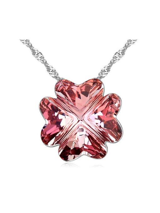 QIANZI Simple Flower austrian Crystal Pendant Alloy Necklace