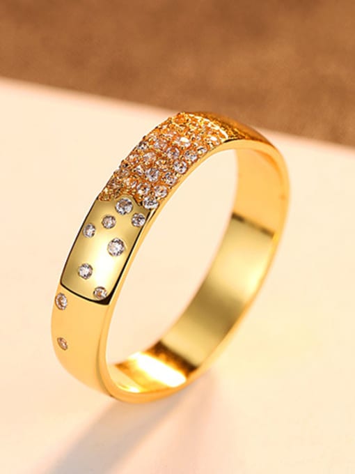 GOLD 925 Sterling Silver With   Cubic Zirconia  Simplistic Round Band Rings