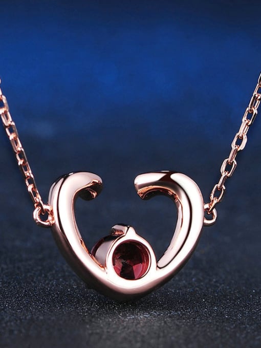 ZK Heart-shape Natural Garnet Clavicle Necklace 3