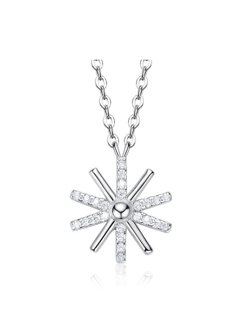 CEIDAI Simple Cubic Zirconias-studded Snowflake 925 Silver Necklace 0