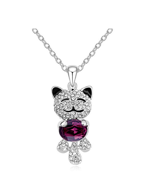 Purple Chanz using austrian Elements Crystal Necklace Angel Bear cartoon Pendant