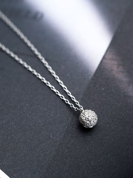 Rosh Fresh Ball Shaped Rhinestones S925 Silver Necklace 1