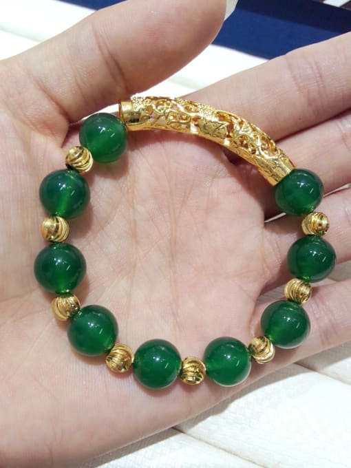 A Geometric Green Carnelian Stone Bracelet
