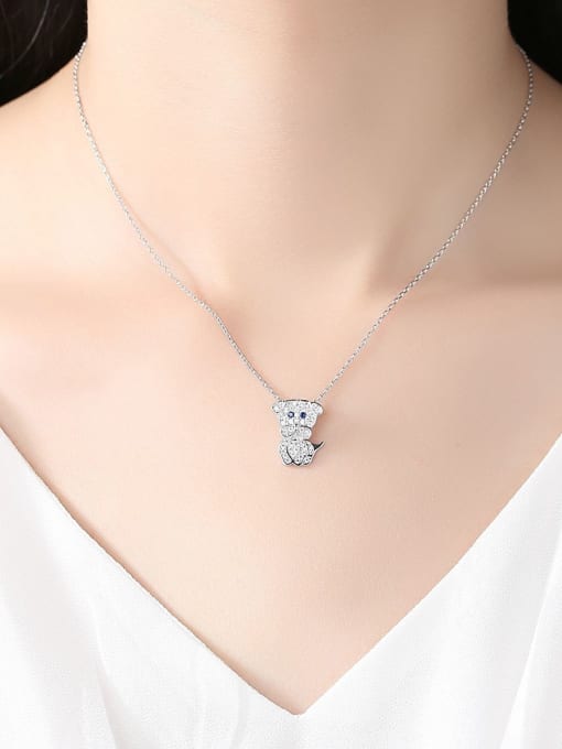 BLING SU Copper With 3A cubic zirconia Cute dog Necklaces 1
