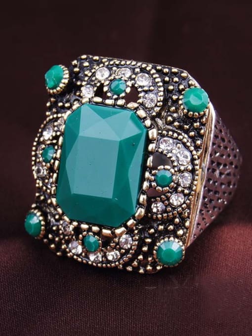 Gujin Retro style Resin stones Double Color Plated Alloy Ring 2