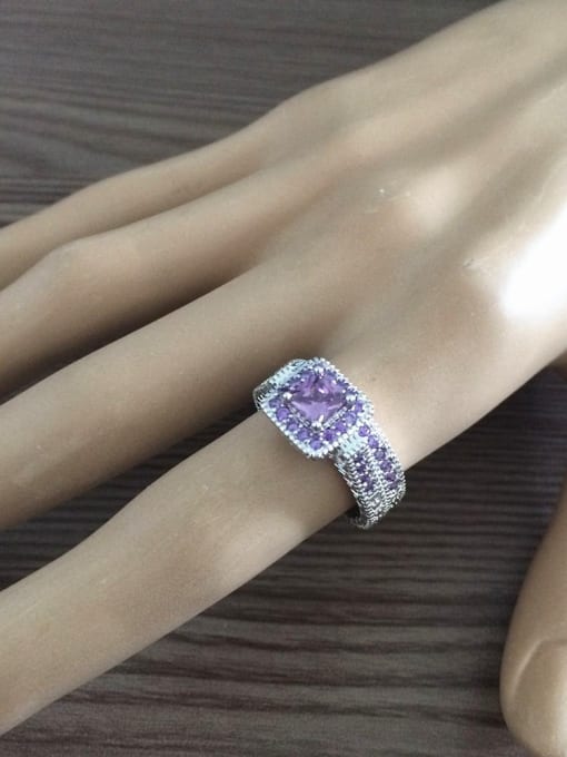 Purple Fashion Shiny Zirconias Copper Platinum Plated Ring