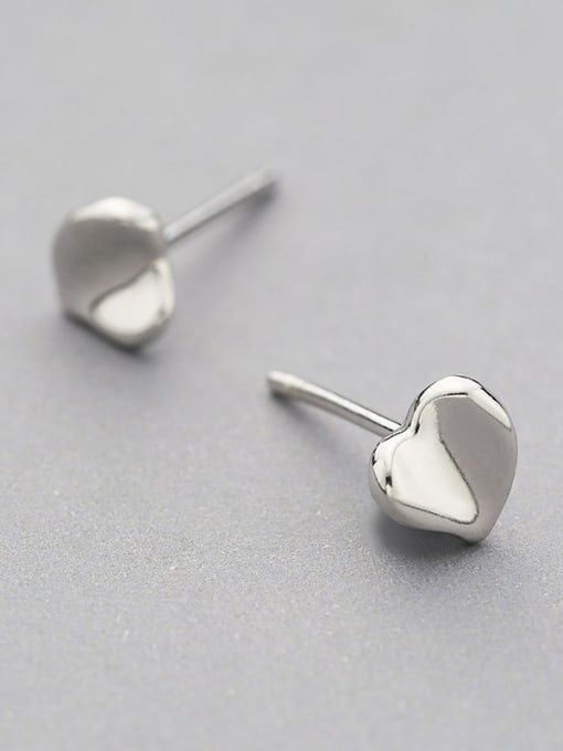 One Silver Women 925 Silver Heart Shaped stud Earring 2