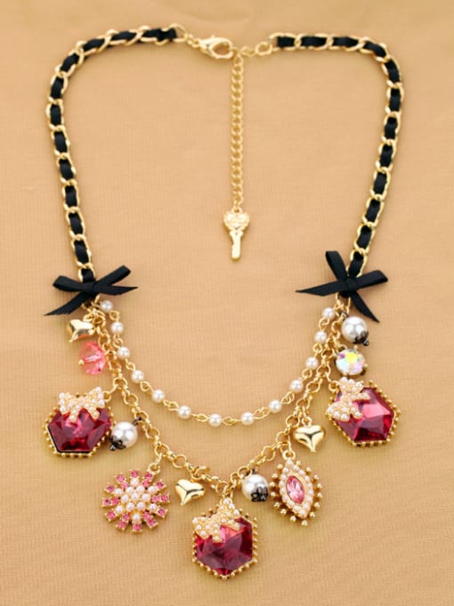 KM Fruit and Snow-Shaped Artificial Stones Alloy  Necklace 2