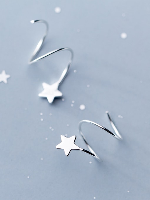 Rosh 925 Sterling Silver With Platinum Plated Cute Star Earring Jackets 0