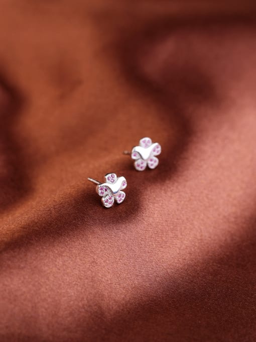 kwan Flowers Fashion Silver Stud Earrings with Amwthyst 1