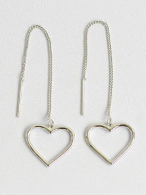 Platinum Simple Hollow Heart Silver Line Earrings