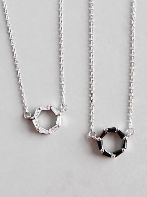 DAKA Sterling Silver Mini geometric Zircon Necklace 0