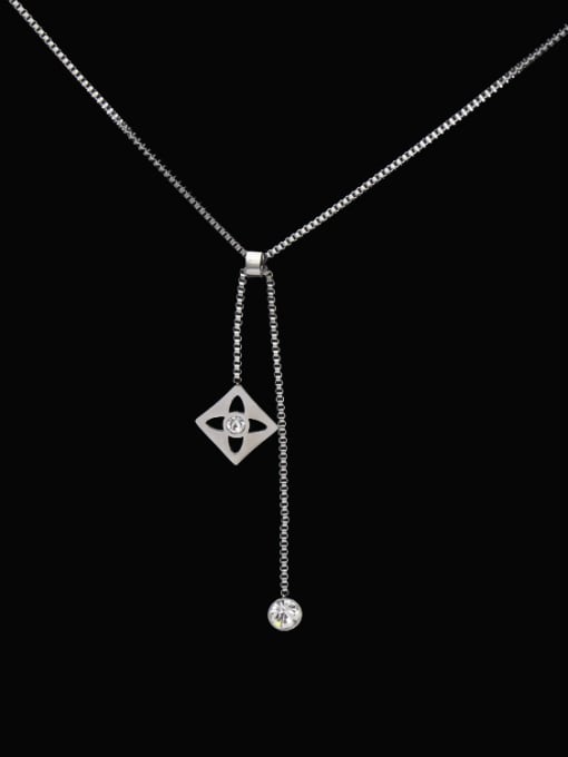 My Model Tassel Long Pendant Titanium Diamond Shaped Necklace 1