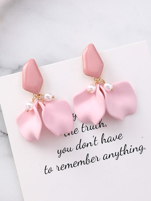 A Pink Alloy With Acrylic  Cute Bowknot Drop Earrings