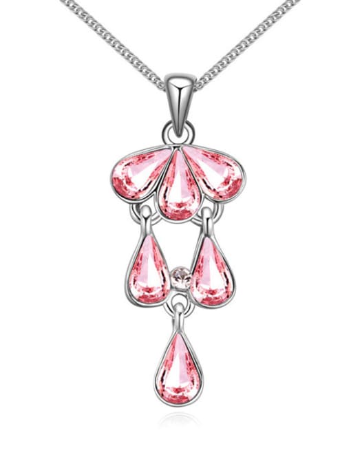 pink Water Drop austrian Crystals Pendant Alloy Necklace