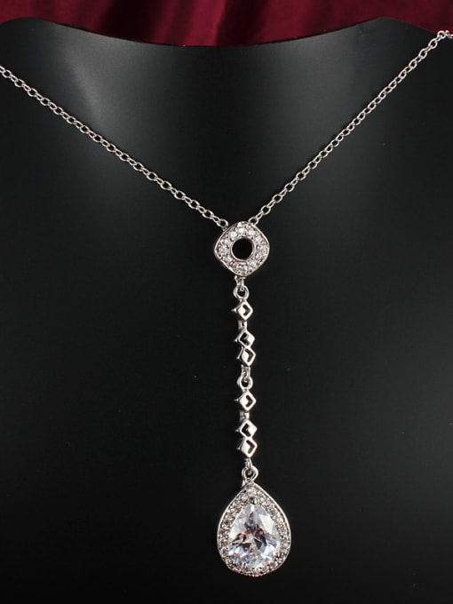 SANTIAGO Fashion Water Drop Shaped Zircon Women Necklace 1