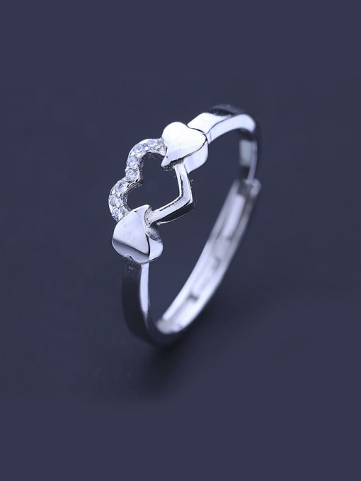 One Silver Simply Style Heart Shaped Ring 2