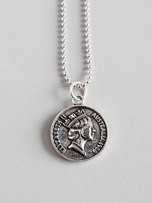 DAKA 925 Sterling Silver With  Coin Pendant double-sided pattern Necklaces 0