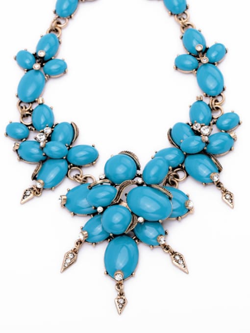 KM Blue Stones Flower Women Necklace 1