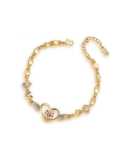 18K Gold 18K Gold Plated Heart Shaped Austria Crystal Bracelet