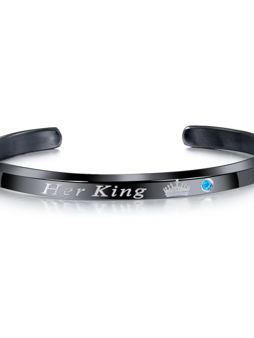 Her King Black Men - 931 Stainless Steel With Rose Gold Plated Simplistic Monogrammed Bangles