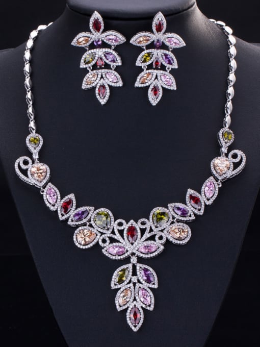 Colour Fashionable Leaf-shape Two Pieces Jewelry Set