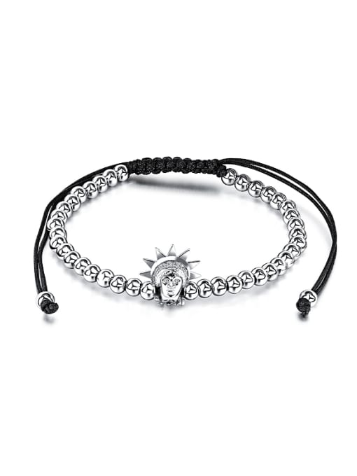 White Fashion Personalized Beads Chinlon Adjustable Bracelet