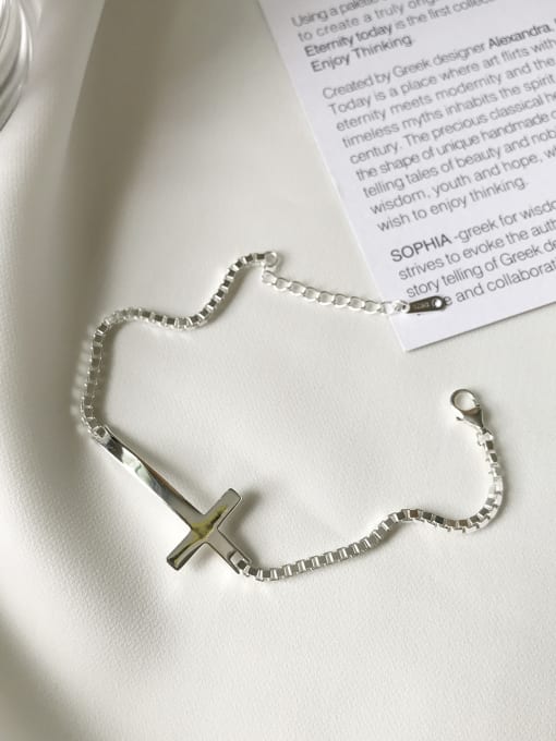 Boomer Cat 925 Sterling Silver With Platinum Plated Personality Cross Bracelets