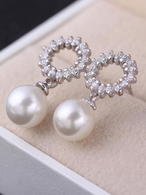 kwan Winter Accessories Shell Pearls Zircons Drop Earrings 2